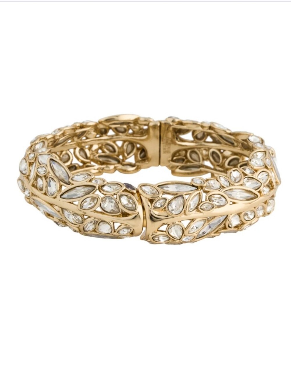 Alexis Bittar Gold Cluster Crystal Leaf Bangle Bracelet